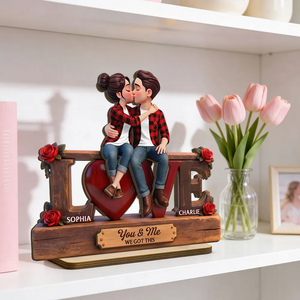 Eternal Rose LOVE Couple Forever Together - Personalized 2-Layered Wooden Plaque - Valentine's Day Gift For Couple, For Him, For Her