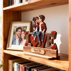 Eternal Rose LOVE Couple Forever Together - Personalized 2-Layered Wooden Plaque - Valentine's Day Gift For Couple, For Him, For Her