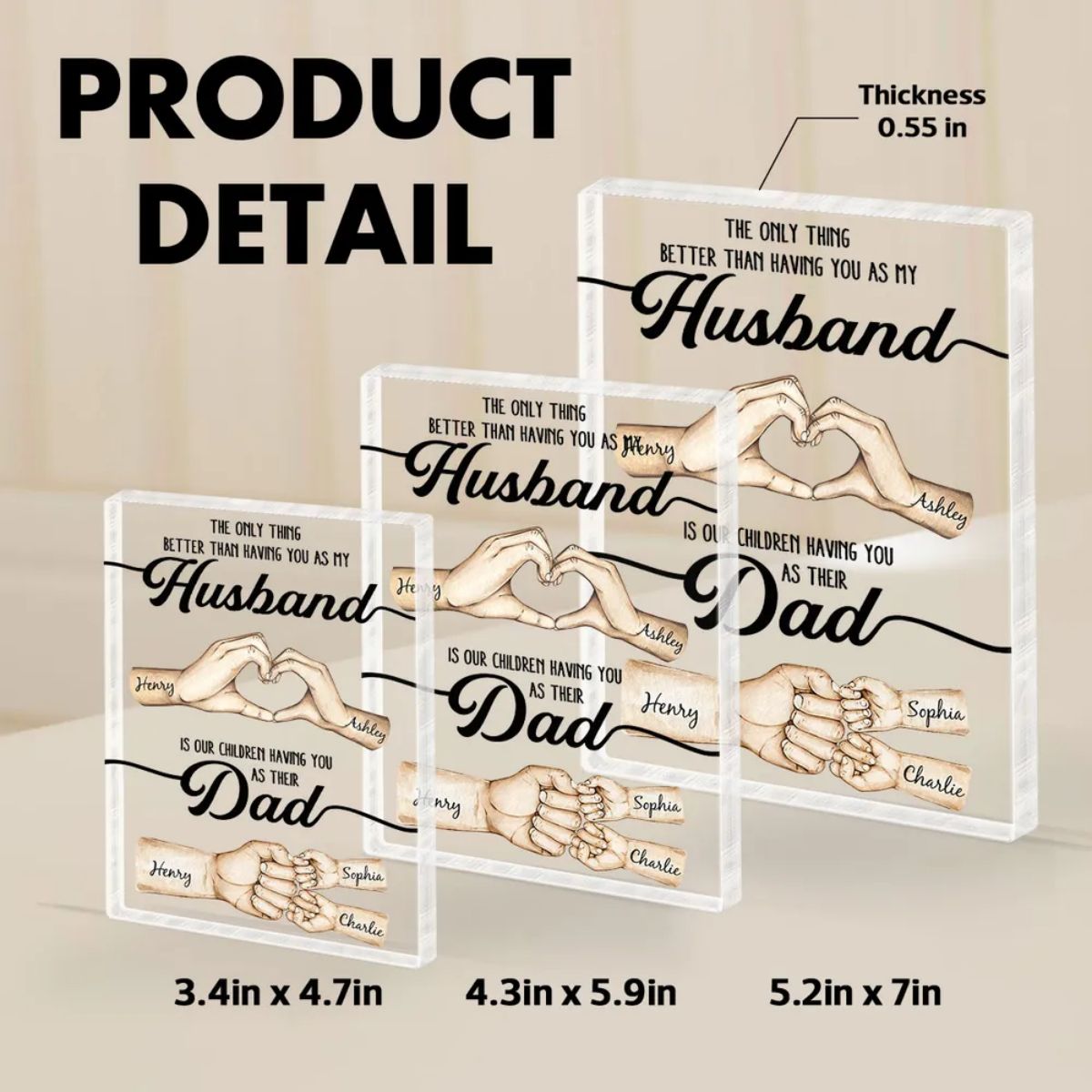 The Only Thing Better Husband Dad Hands Personalized Acrylic Block, Father's Day Gift for Husband, Gift for Dad