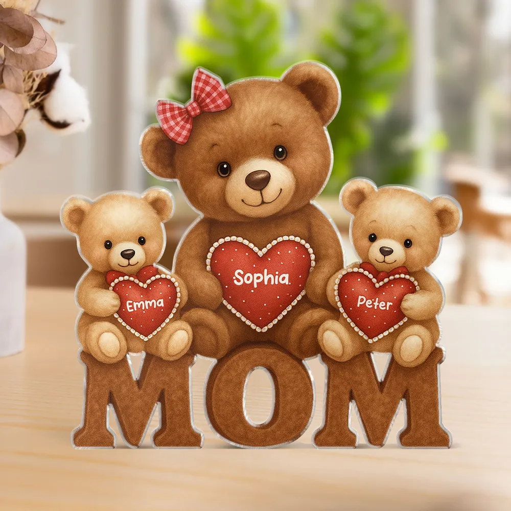 Mama Bear Personalized Custom Shape Acrylic Block Plaque, Gift For Mom