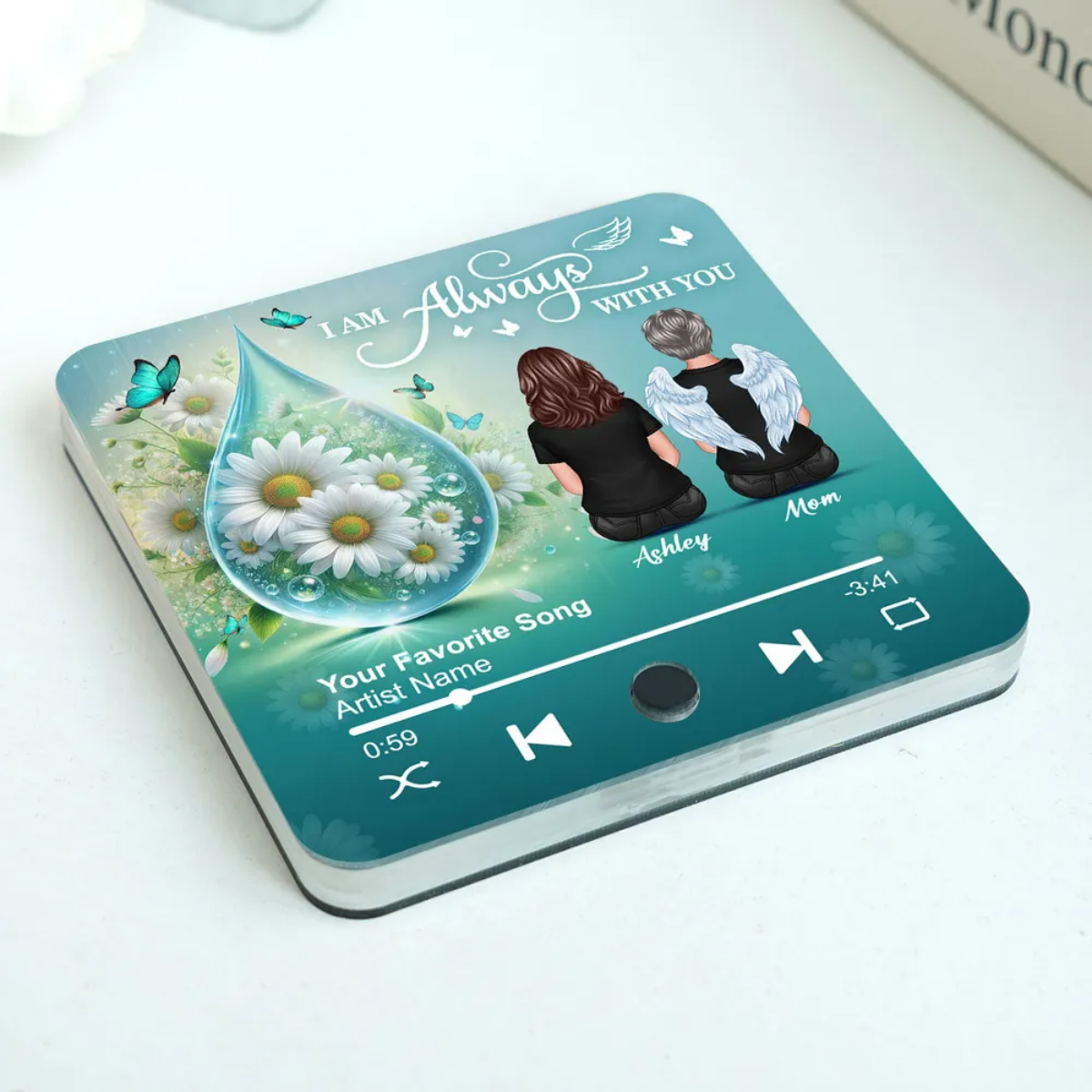 Realistic Teardop Family Members Memorial Personalized Music Fridge Magnet