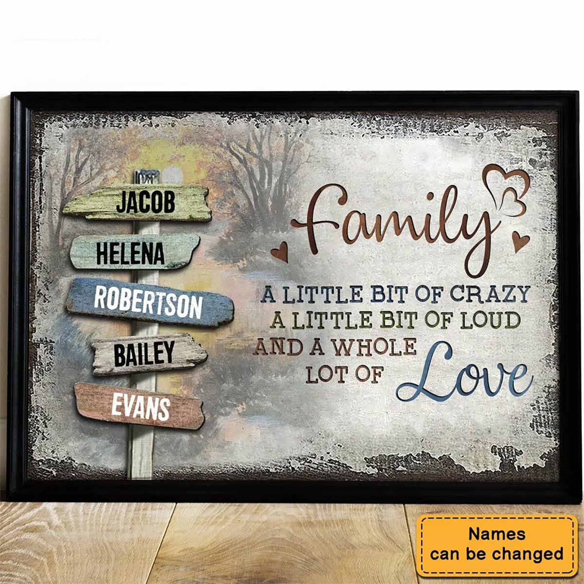Personalized Family Crazy Loud Love Vintage Sunset Poster