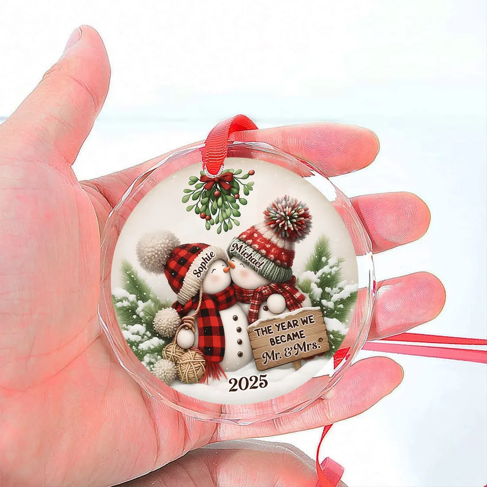 Merry And Bright Together - Personalized Custom Glass Couple Ornament