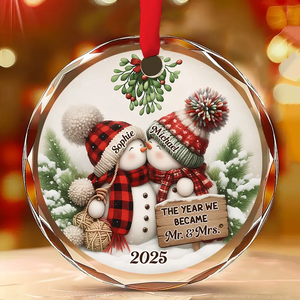 Merry And Bright Together - Personalized Custom Glass Couple Ornament