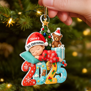 Baby First Christmas 2025 - Personalized Acrylic Ornament - Heartwarming Christmas Gift For New Born Baby