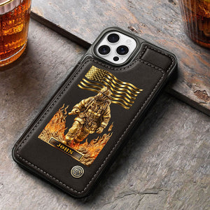 Firefighter Leather Wallet Phone Case, Personalized Flip Wallet Phone Case