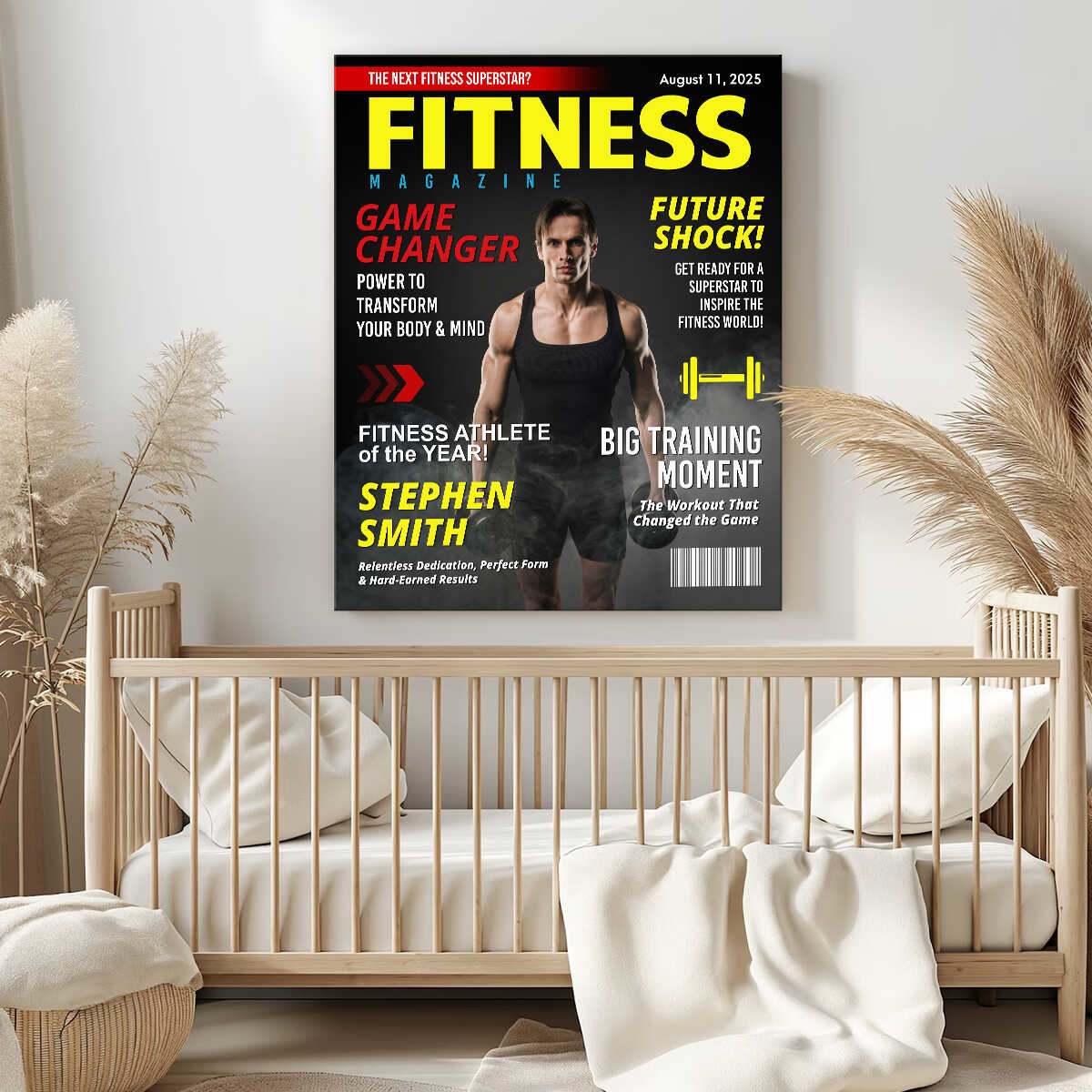 Custom Fitness Magazine Cover Canvas, Custom Gift for Bodybuilder, Fitness Lover Gift, Gift for Gym Enthusiast Athlete
