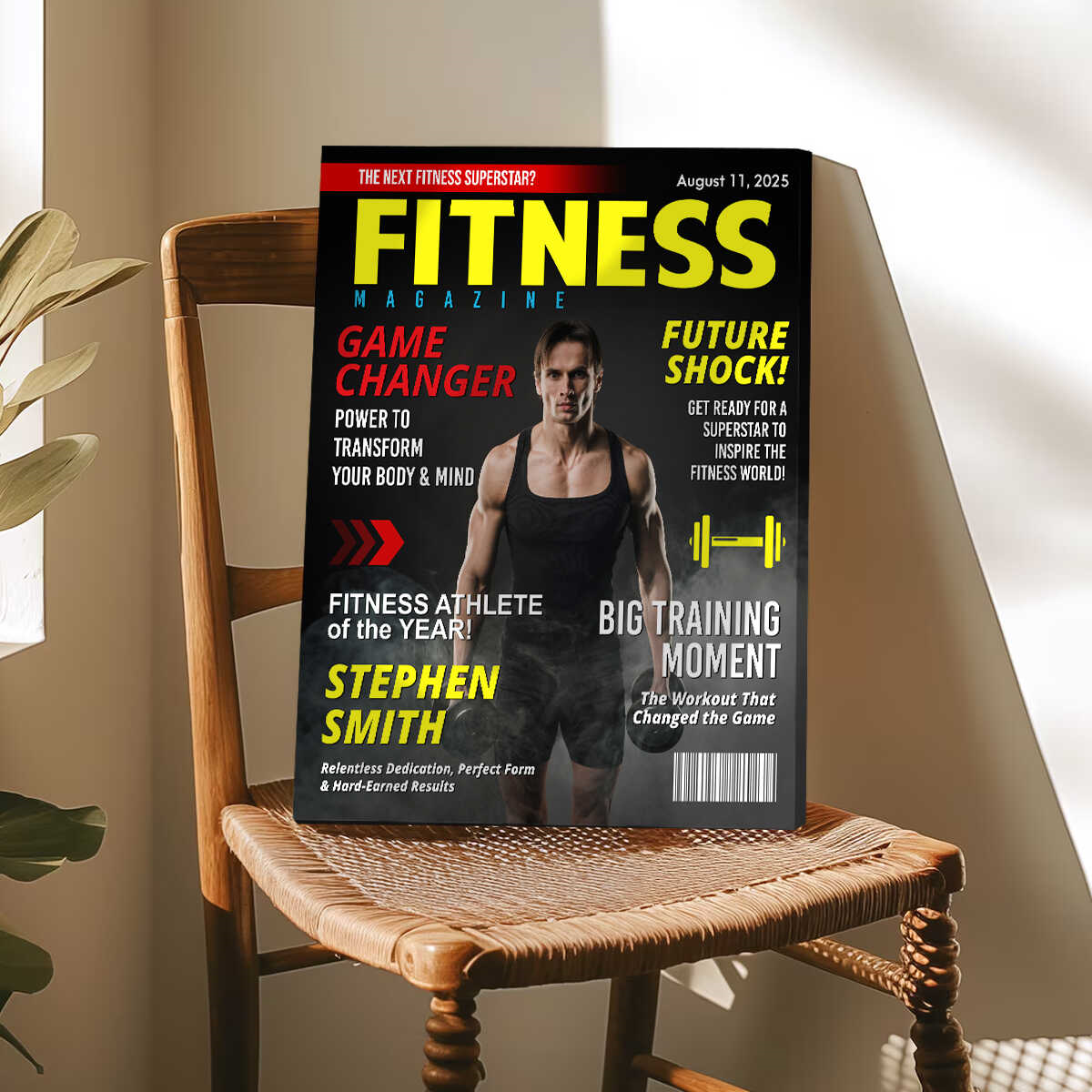 Custom Fitness Magazine Cover Canvas, Custom Gift for Bodybuilder, Fitness Lover Gift, Gift for Gym Enthusiast Athlete