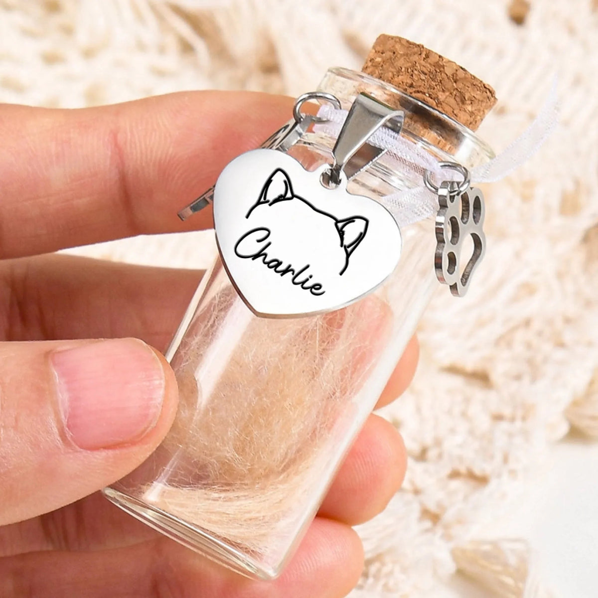 Pet Fur Keepsake Jar - Personalized Pet Memorial Sympathy Gifts For Dogs, Cats