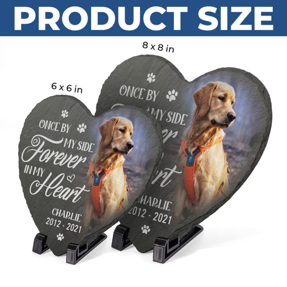Custom Photo Heart Shaped Memorial Stone - Personalized Pet Memorial Sympathy Gifts For Dogs, Cats