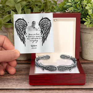 Angel Wings Vintage Style Bracelet with Personalized Memorial Photo Metal Card
