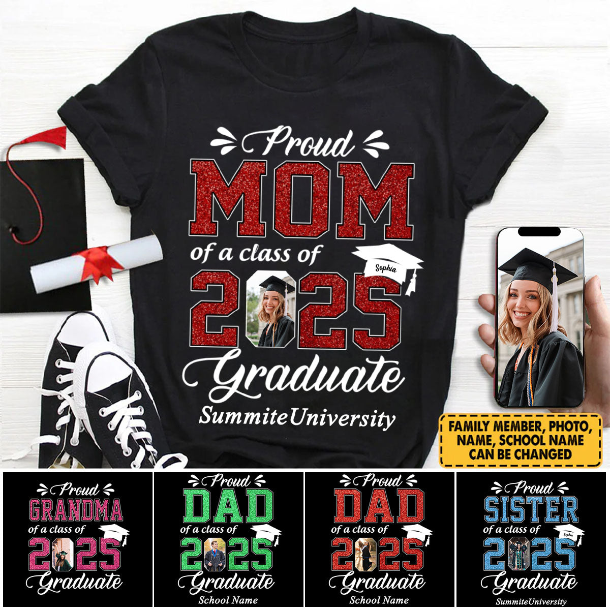 Personalized Graduation Shirts Class of 2025 Family Gifts For Family Member Graduation Shirt Proud Family