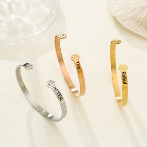 Personalized Pet Name Paw Bracelet - Sympathy Gift For Pet lover