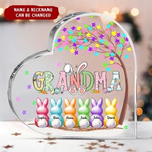 Personalized Grandma's Colorful Tree Heart-Shaped Acrylic Plaque