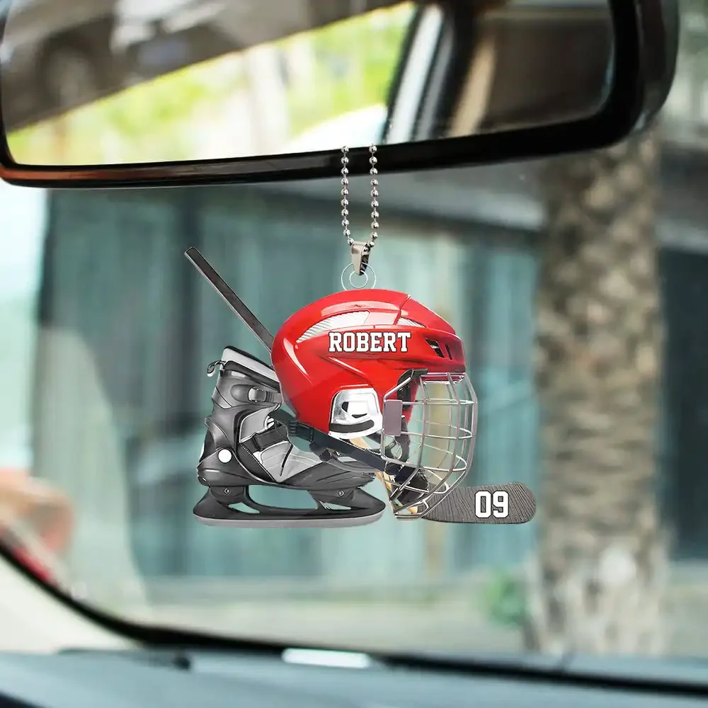 Personalized Hockey Helmet Shaped Ornament – Gift For Hockey Lovers