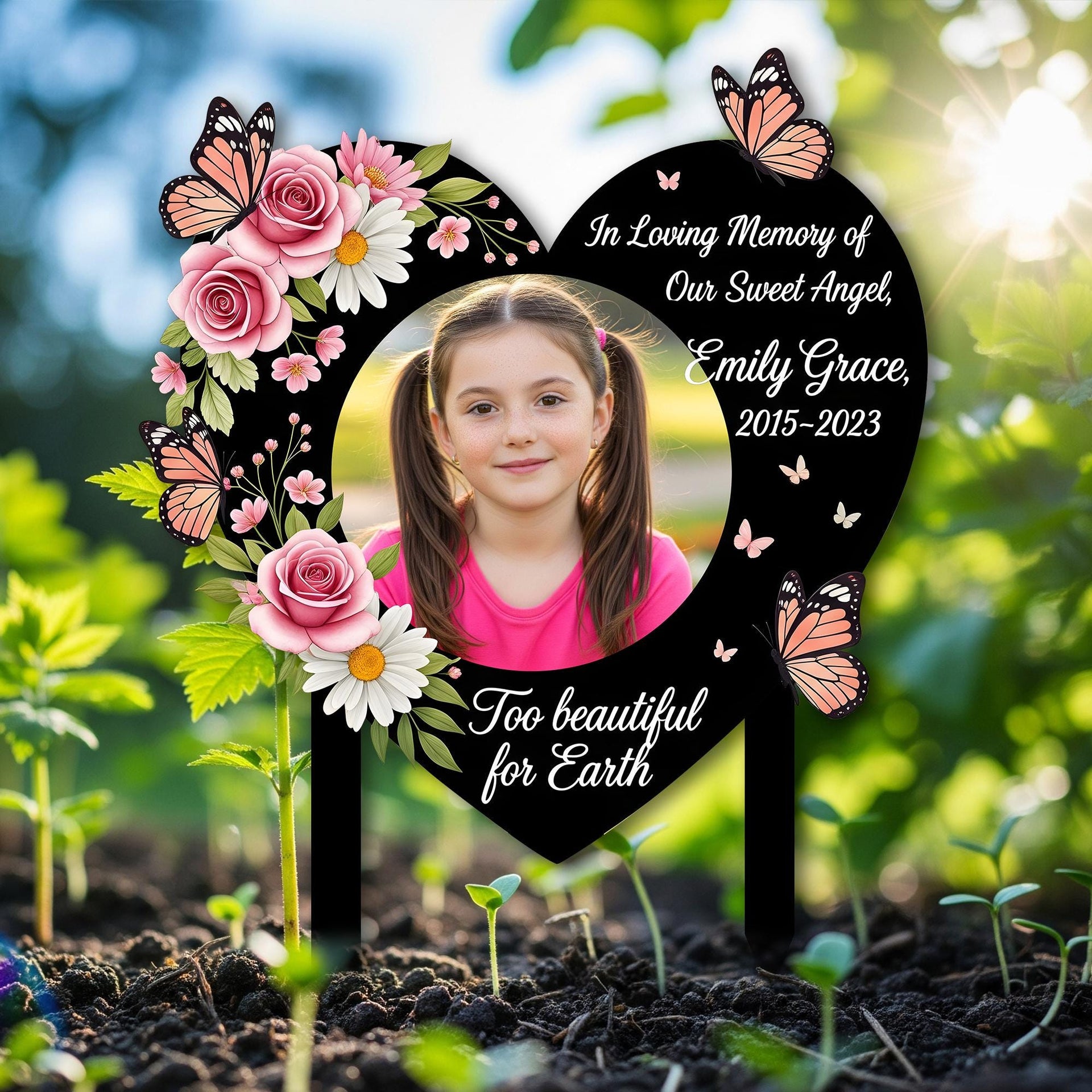 Personalized Memorial Grave Marker With Photo Memorial Stake