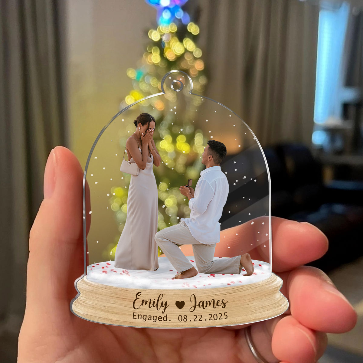 Couple Engagement Personalized Custom Photo Acrylic Ornament, Gift For Couples