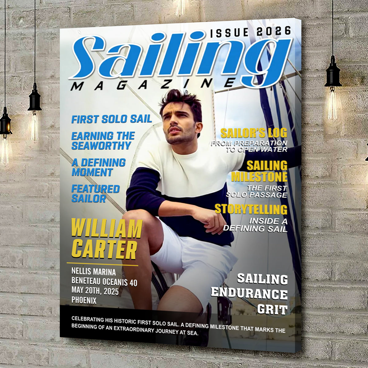 Personalized Sailing Journal Magazine Cover – First Solo Voyage Gift, Gift For Sailing Lovers, Nautical Gift