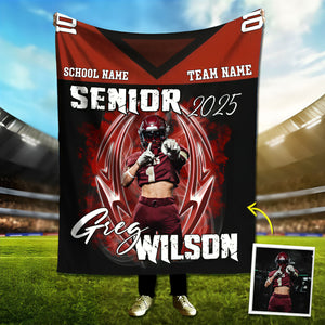 Personalized Custom Photo Football Jersey Blankets For Football Family Game Day