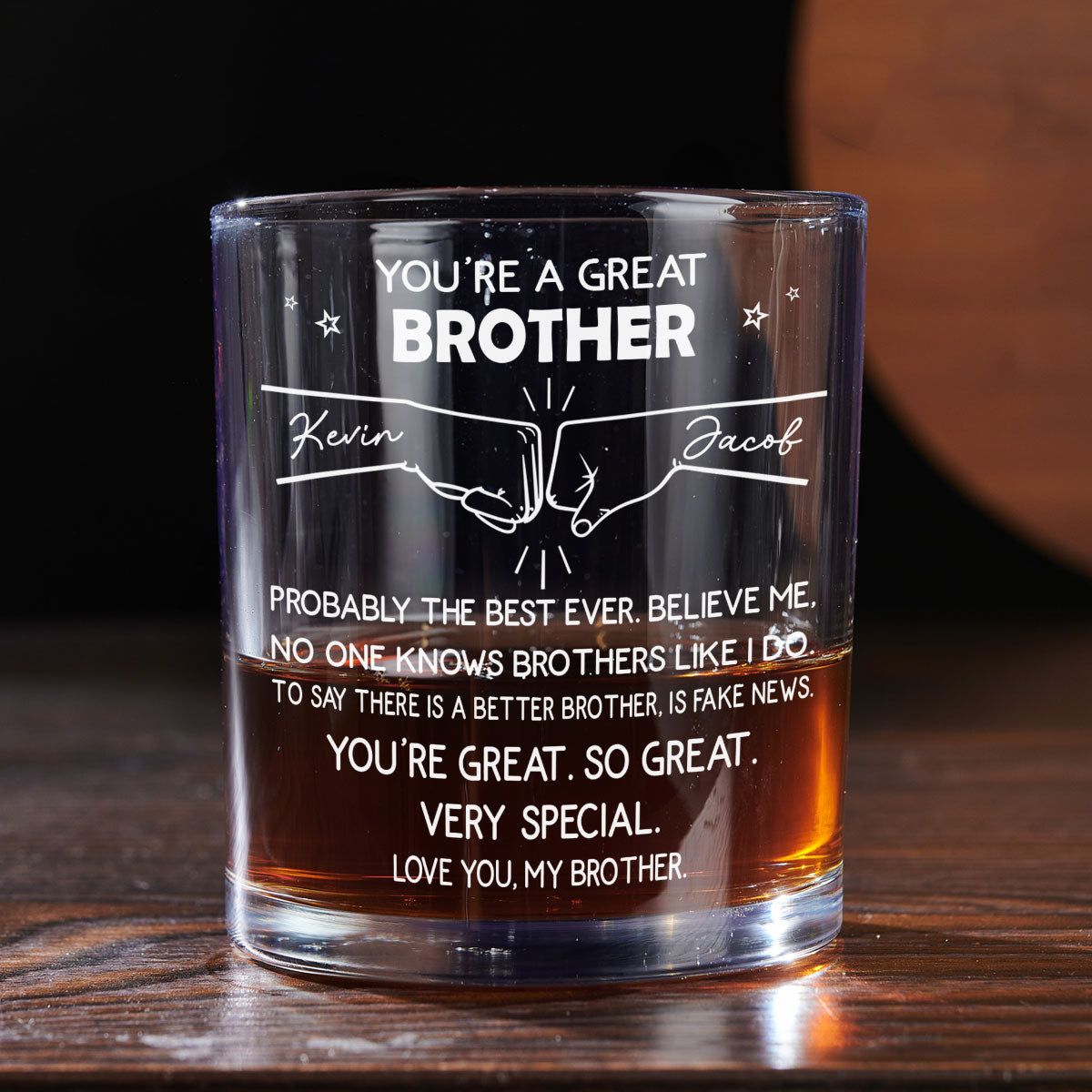 Personalized Whiskey Glass Gift for Brother - Thanks For Being My Brother