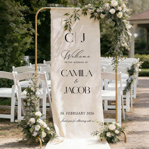 Custom Wedding Welcome Sign Wedding Banner - Personalized Fabric Banner for Ceremony or Reception Entrance