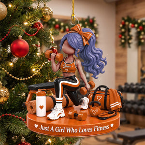 Custom "Just A Girl Who Loves Fitness" Acrylic Ornament – Personalized Gym Girl Christmas Keepsake