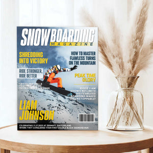 Personalized Snowboarding Magazine Cover Canvas, Snowboarding Player Gift, Unique Gifts For Snowboarding Lover