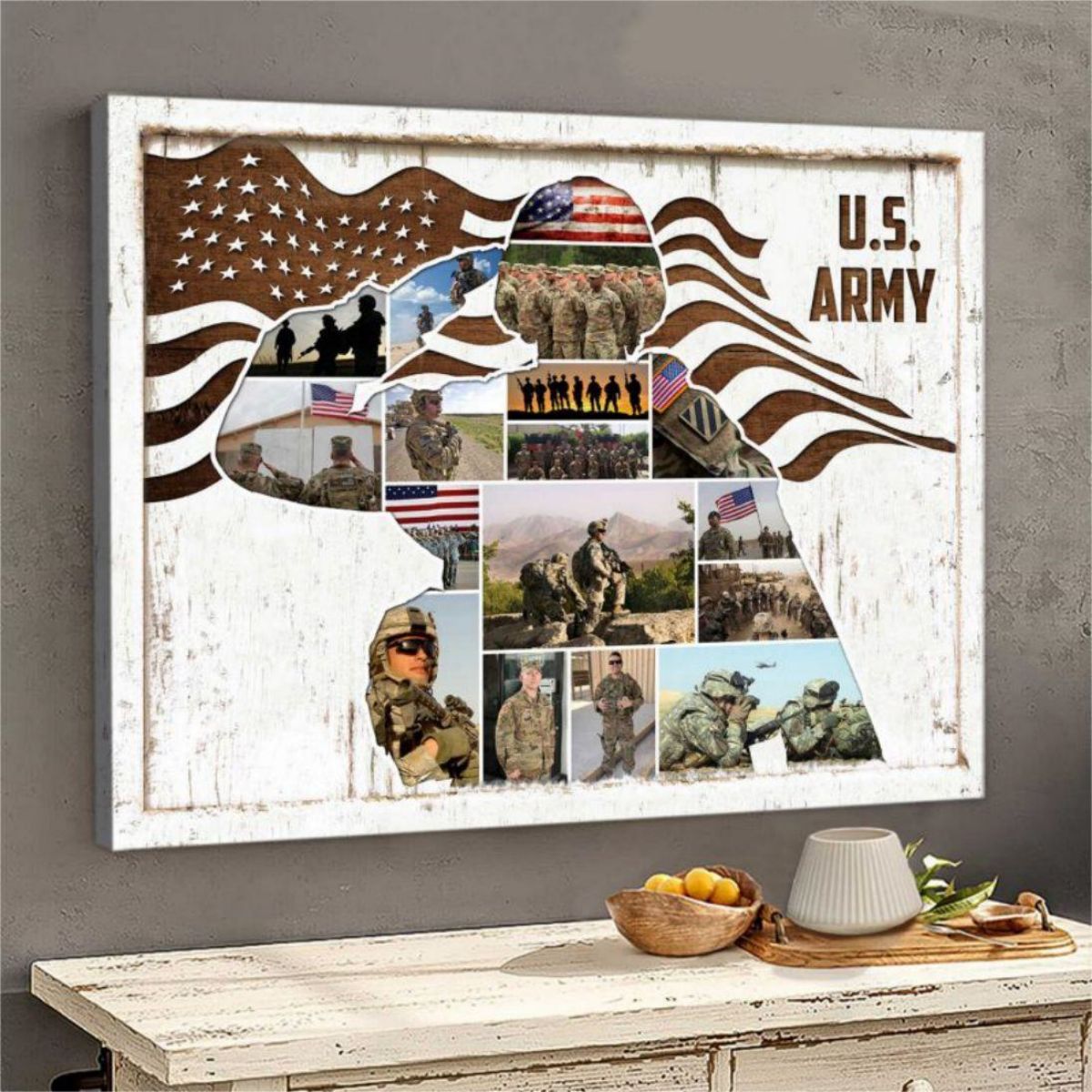 US Army Photo Collage Canvas/Poster Personalized Military Gift, Gift For Soldier