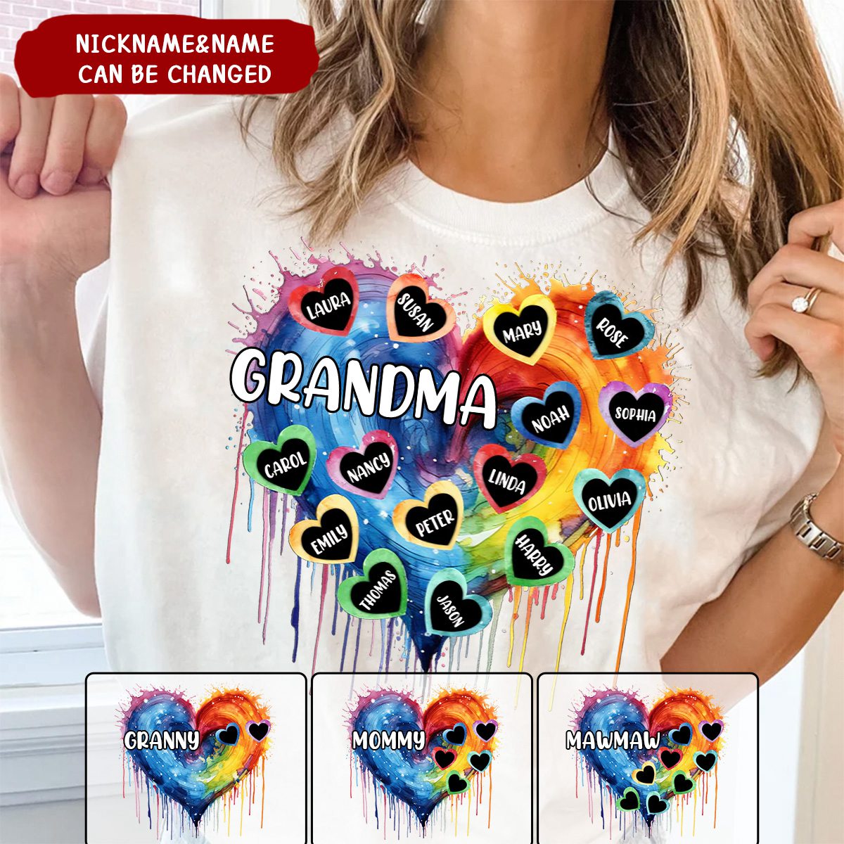 Personalized Grandma Sweethearts Custom Names Pure cotton T-shirt