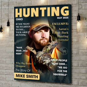 Personalized Hunter Magazine Cover Canvas Poster Custom Gift For Hunter, Hunting Gift For Man