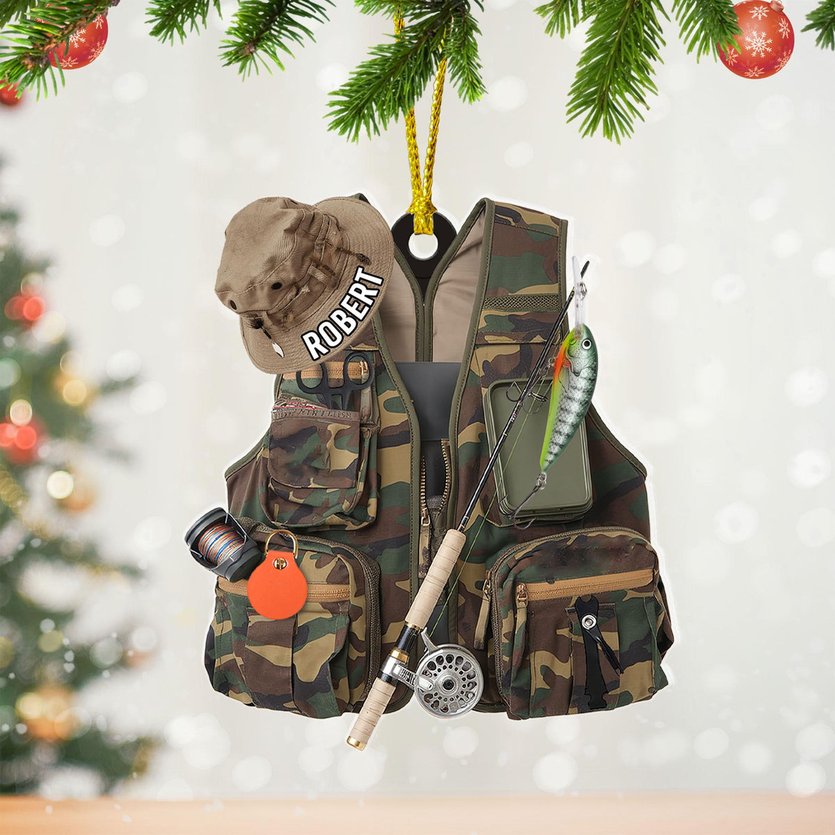 Personalized Bass Fishing Acrylic Ornament Fisherman Keepsake