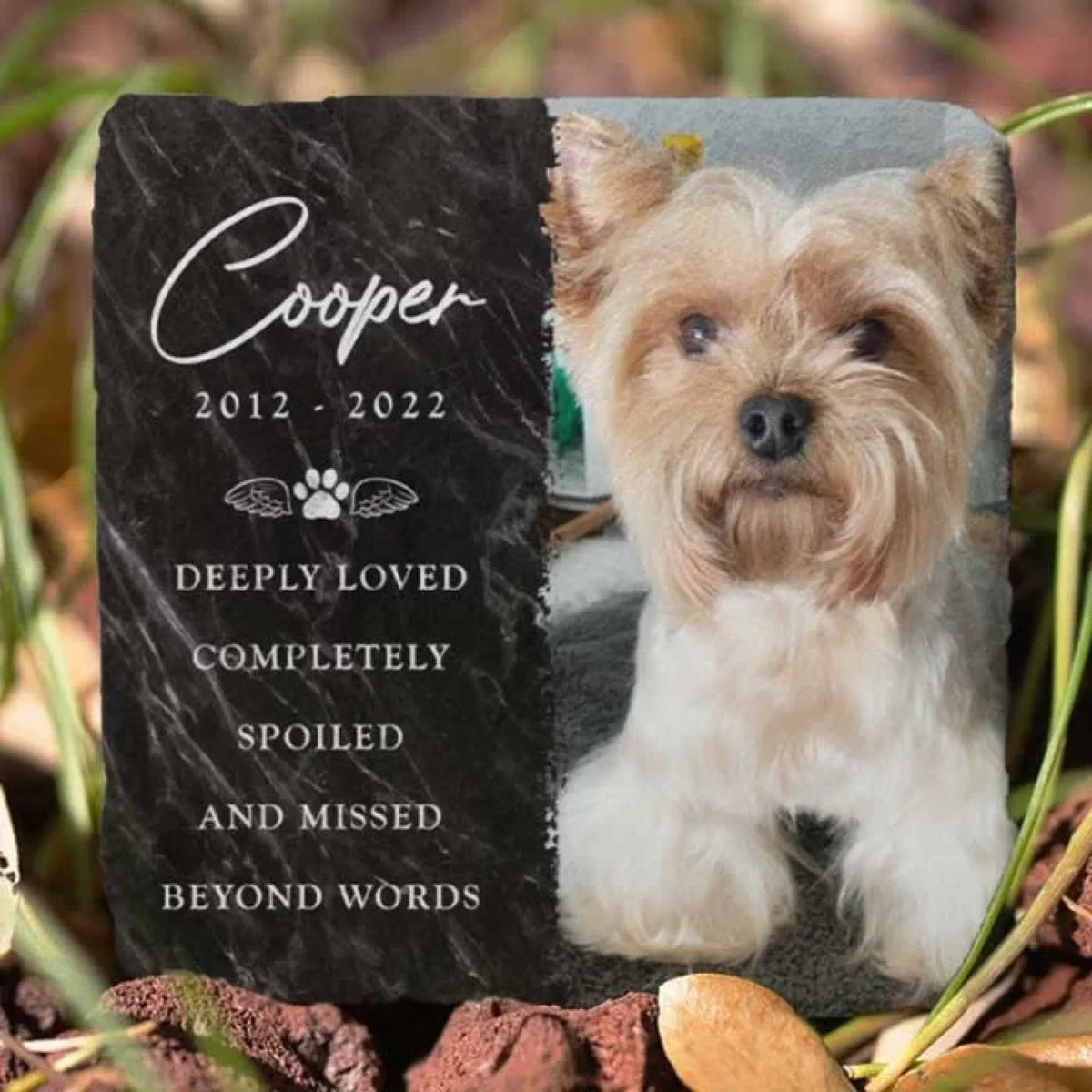 Custom Photo Deeply Loved - Personalized Memorial Stone Slate Gift For Pet Lovers