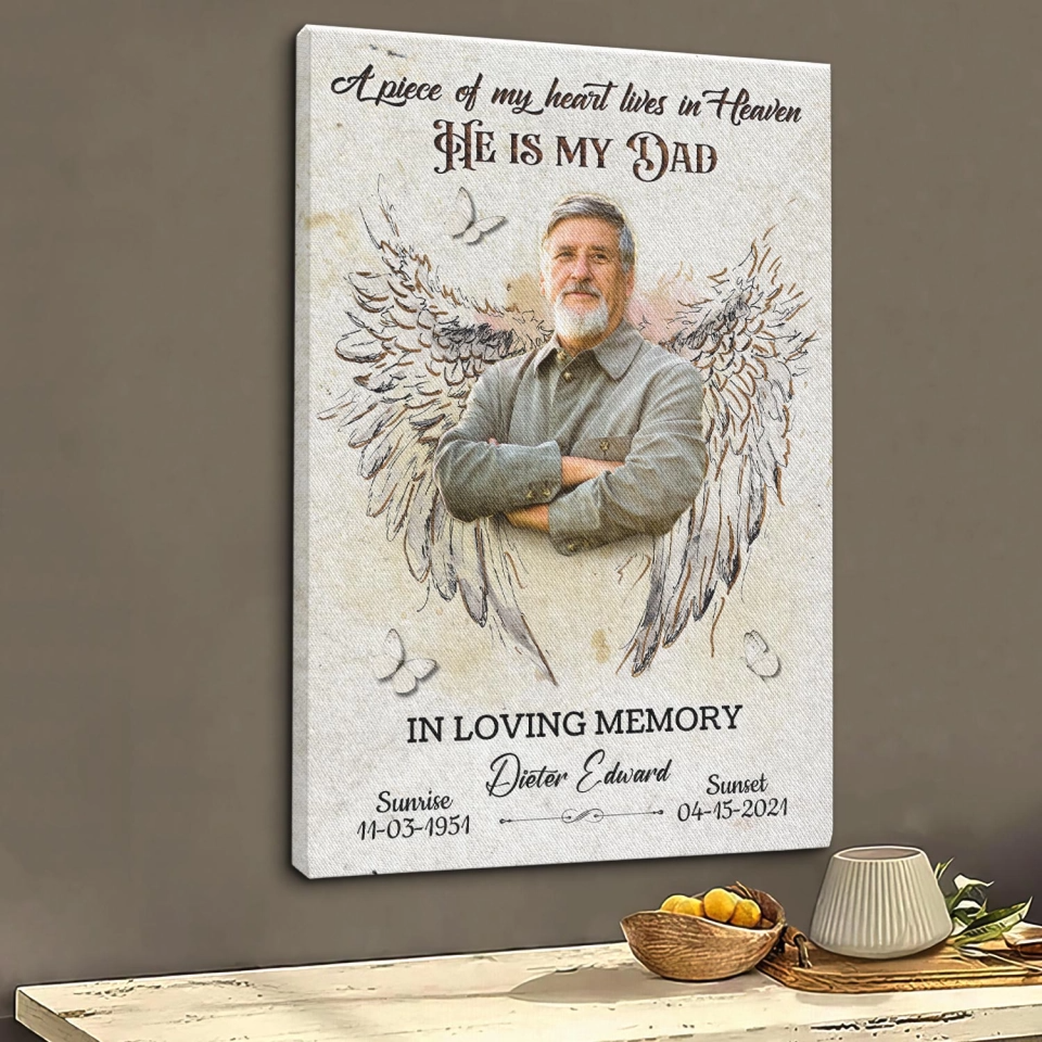 A Piece Of My Heart Personalized LoverIn Loving Memory Memorial Photo Canvas Poster