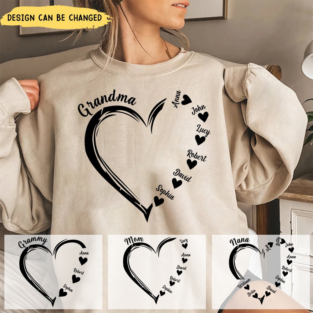 Personalized Grandma and Grandkids, Heart Sweatshirt