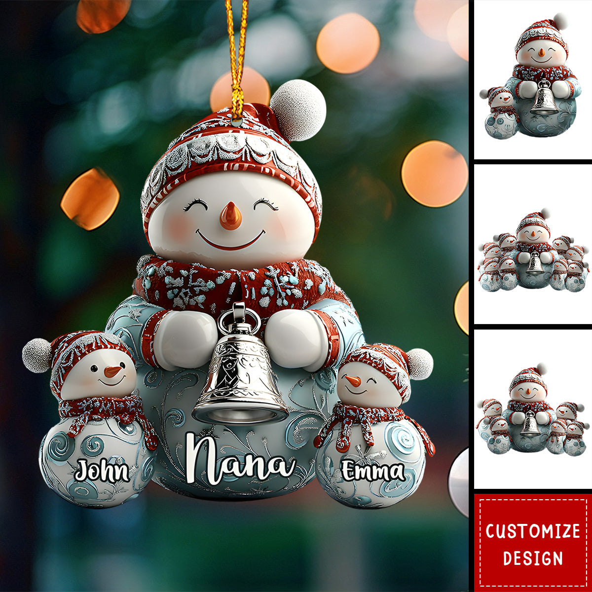 Merry Christmas - Personalized Grandma Snowman Family Ornament