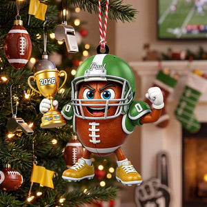Personalized Cute American Football Mascot Acrylic Hanging Ornament | Unique Gift For Football Fans