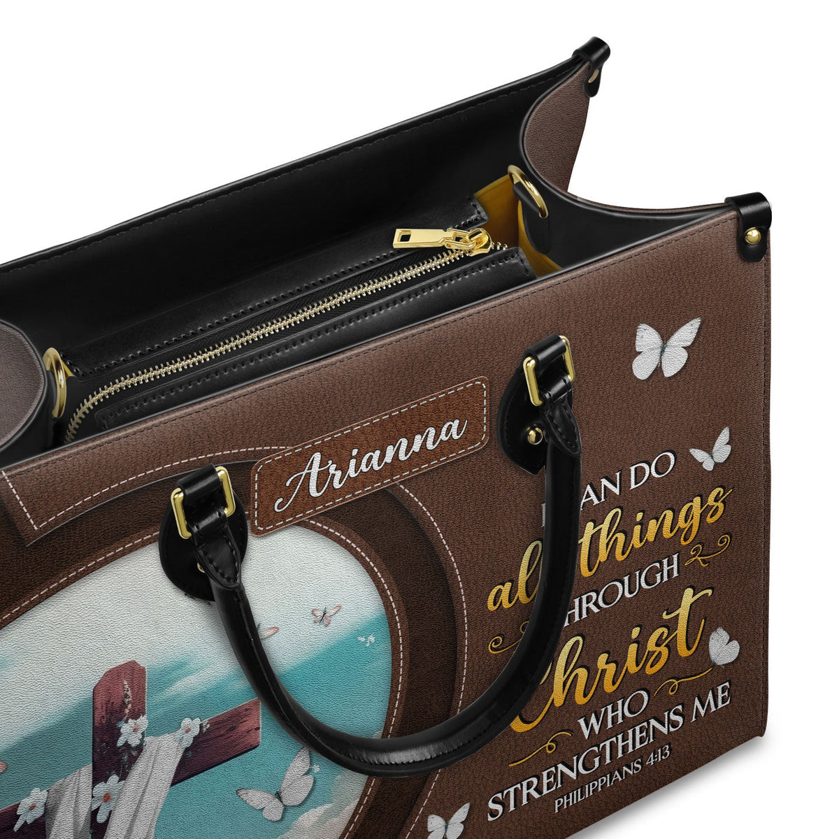 Personalized I Can Do All Things Through Christ-Bible Verse Leather Bag