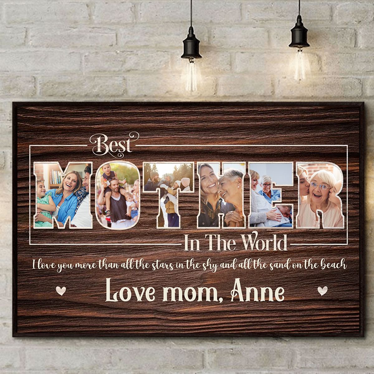 Best Mother In The World Photo Collage Canvas, Mother’s Day Canvas Art Gift For Mom