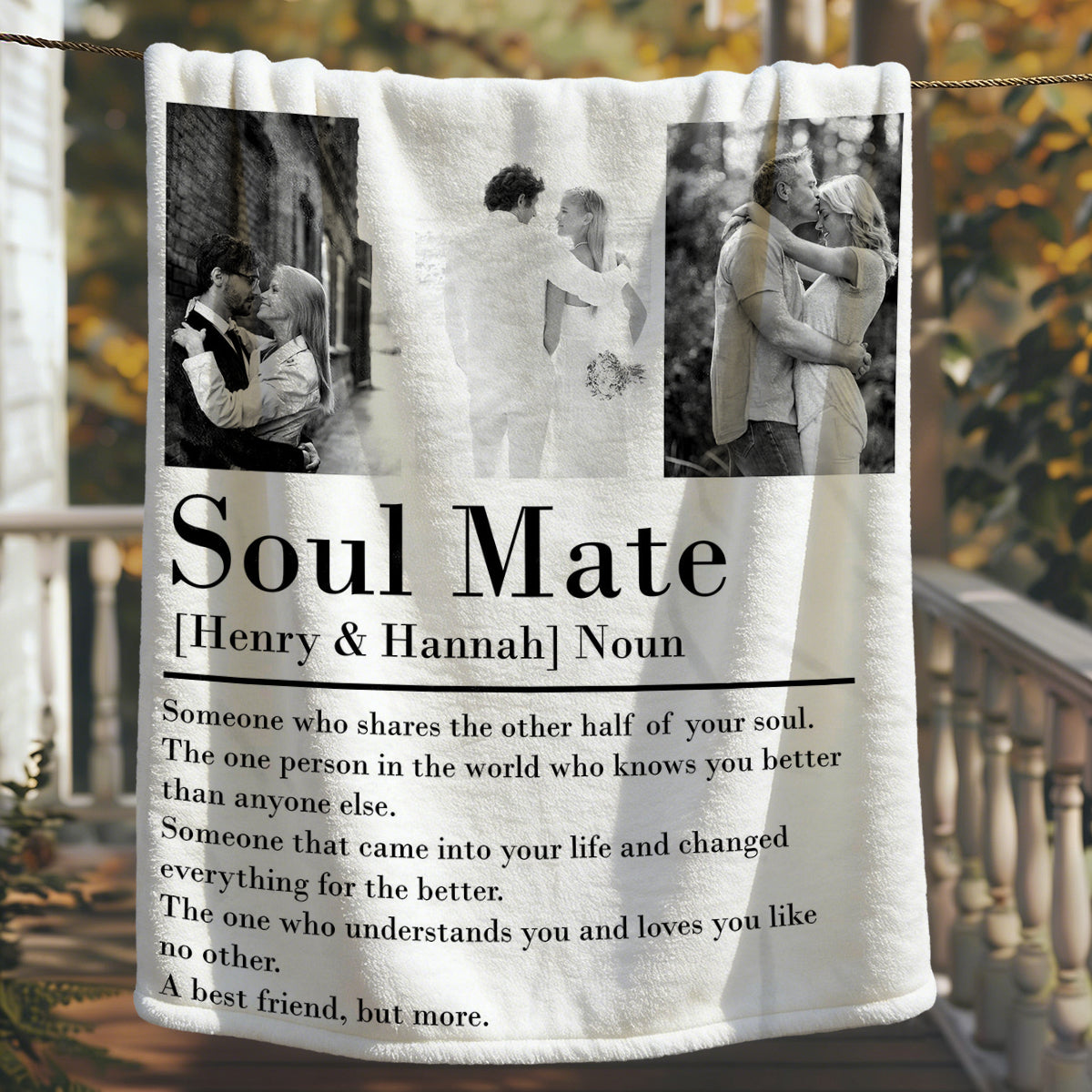 Soul Mate Definition - Personalized Couple Blanket - Valentines Couple Gift, Couple Anniversary Gift