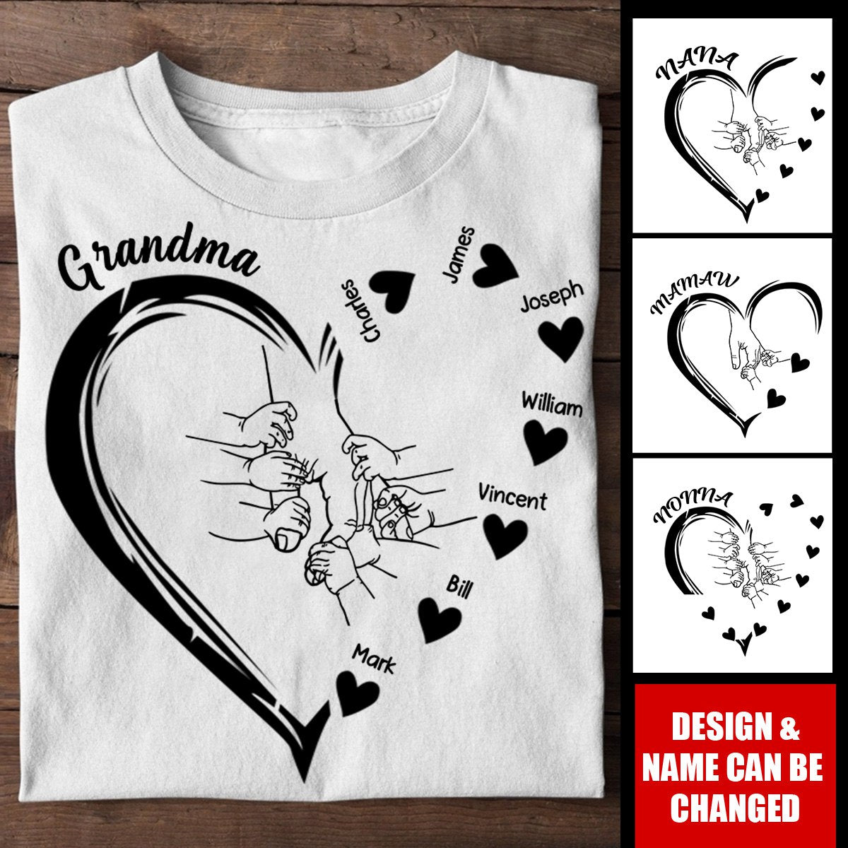 Personalized Mama And Kid Hands Heart Pure cotton T-shirt