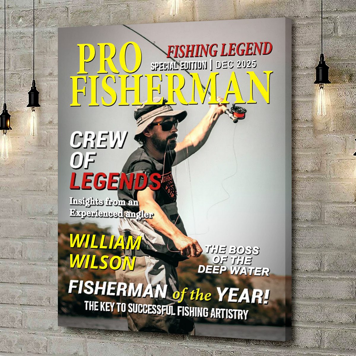Custom Photo Hooked On Greatness Fishing Magazine Cover, Personalized Fishing Gifts for Men, Funny Gift for Fisherman