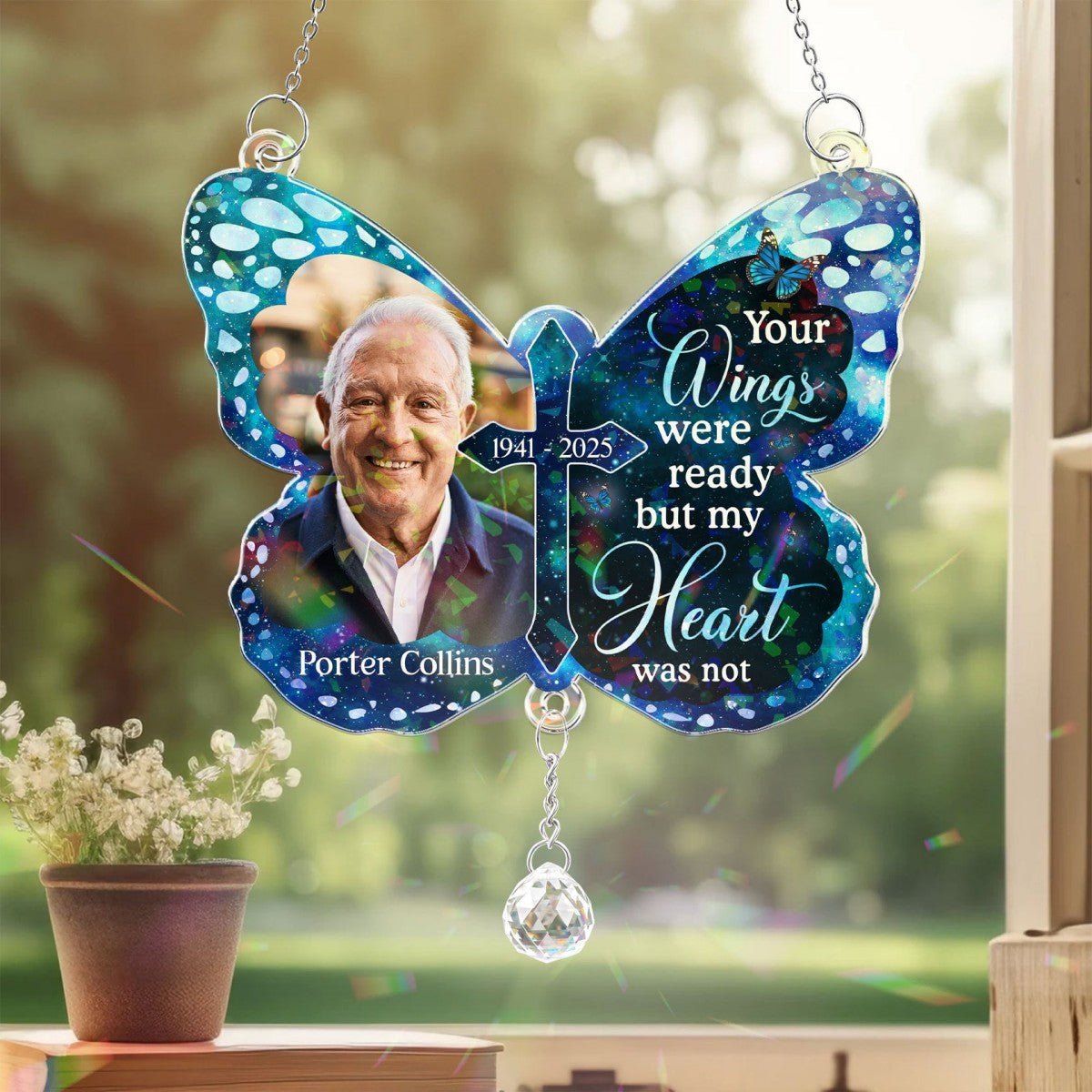 Your Wings Ready Personalized Acrylic Window Hanging Suncatcher Ornament With Crystal Ball Prism