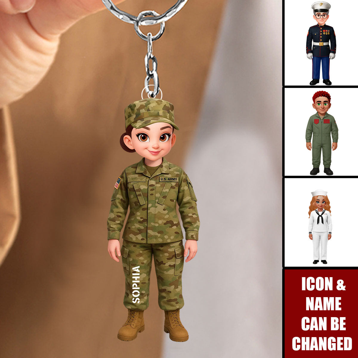 250th Anniversary Military Soldier - Personalized Acrylic Keychain