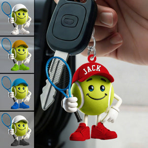 Personalized Cool Tennis Ball Acrylic Keychain, Gift For Tennis Lover