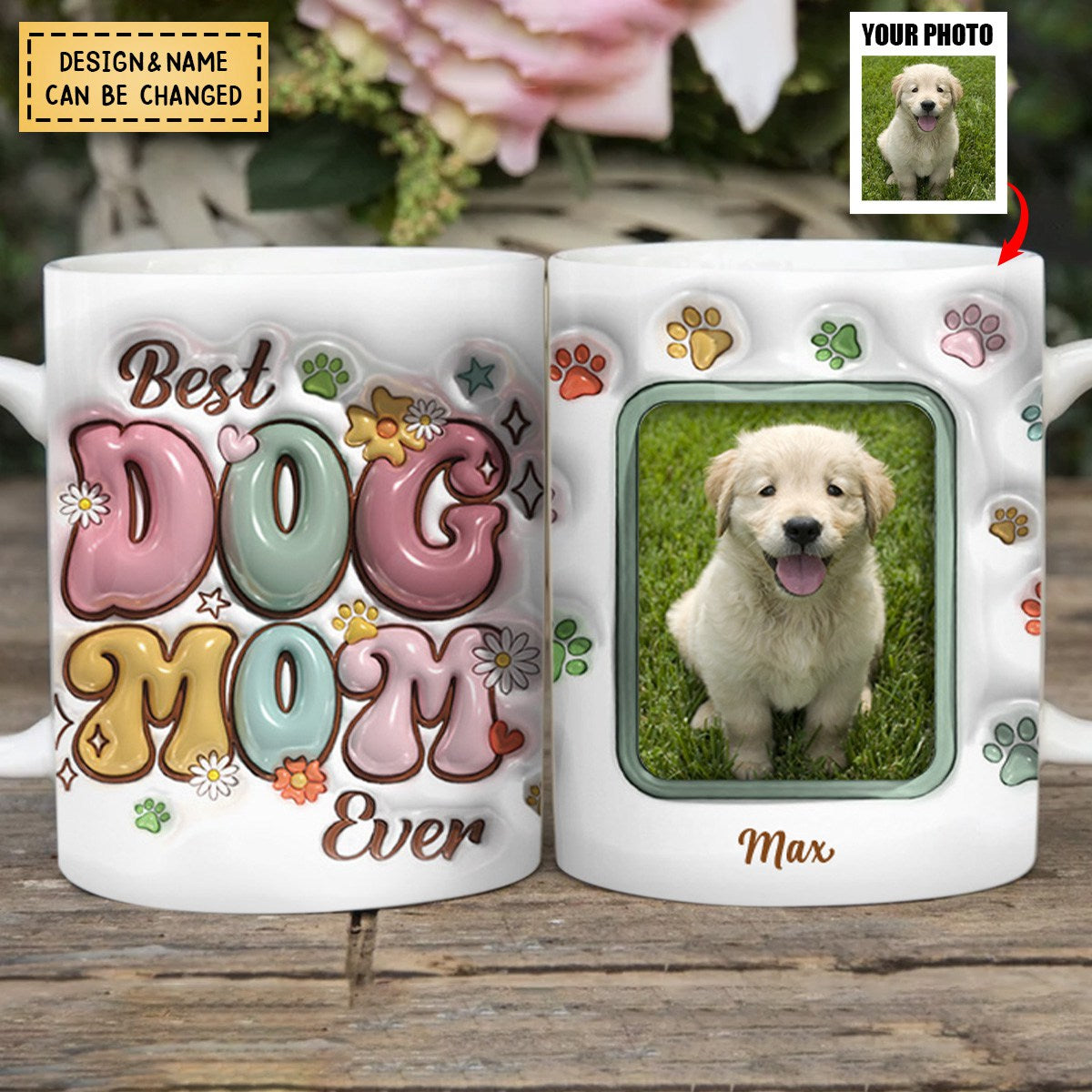 Custom Photo Best Dog Mom Ever-Personalized Mug