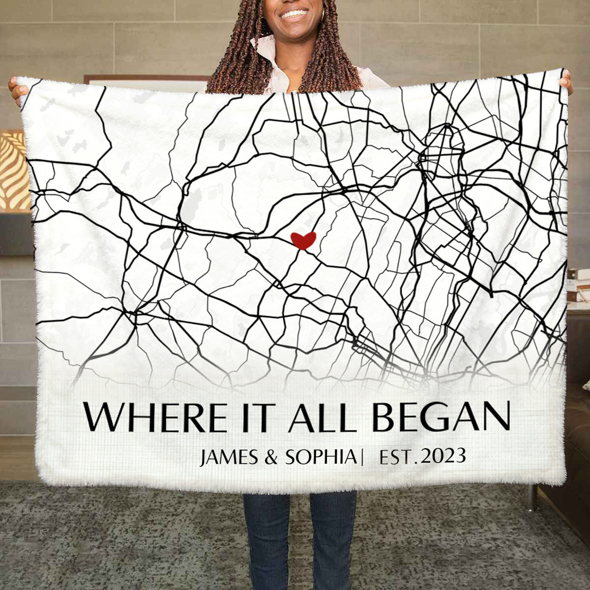 Where It All Began - Couple Personalized Custom Horizontal Blanket - Gift For Husband Wife, Anniversary