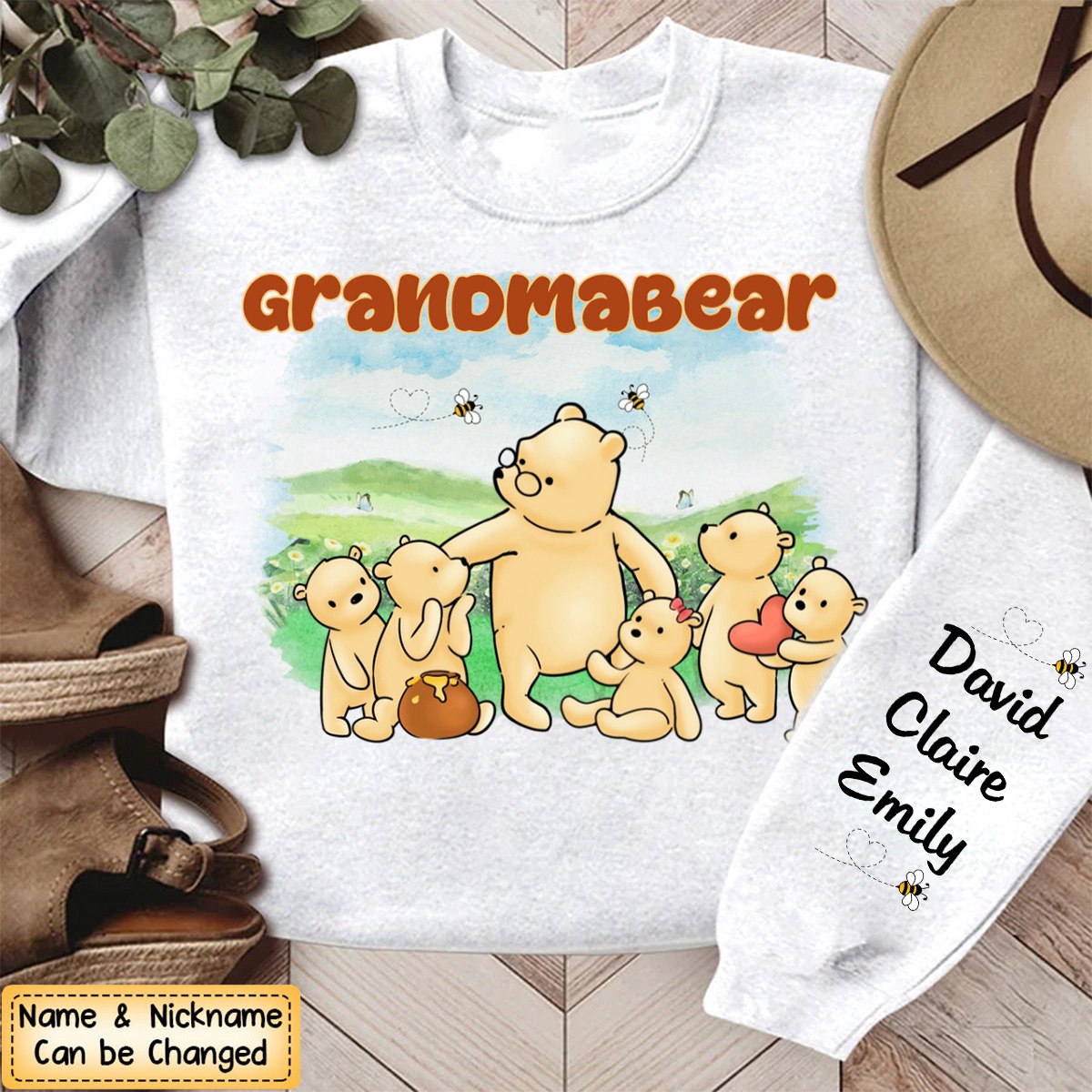 Personalized Gift For Grandma Bear Sleeve Printed Standard Sweatshirt