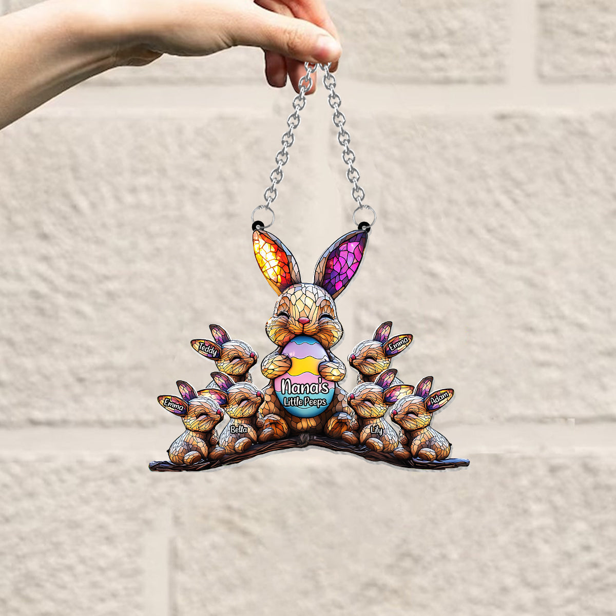 Easter's Day Decoration - Personalized Grandma Window Hanging Suncatcher Ornament