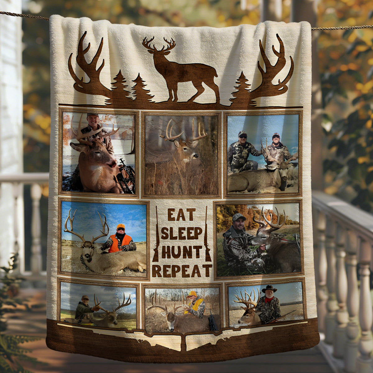 Personalized Deer Hunting Memories, Custom Hunting Collage Blanket, Hunting Dad Gift, Best Gift For Deer Hunters