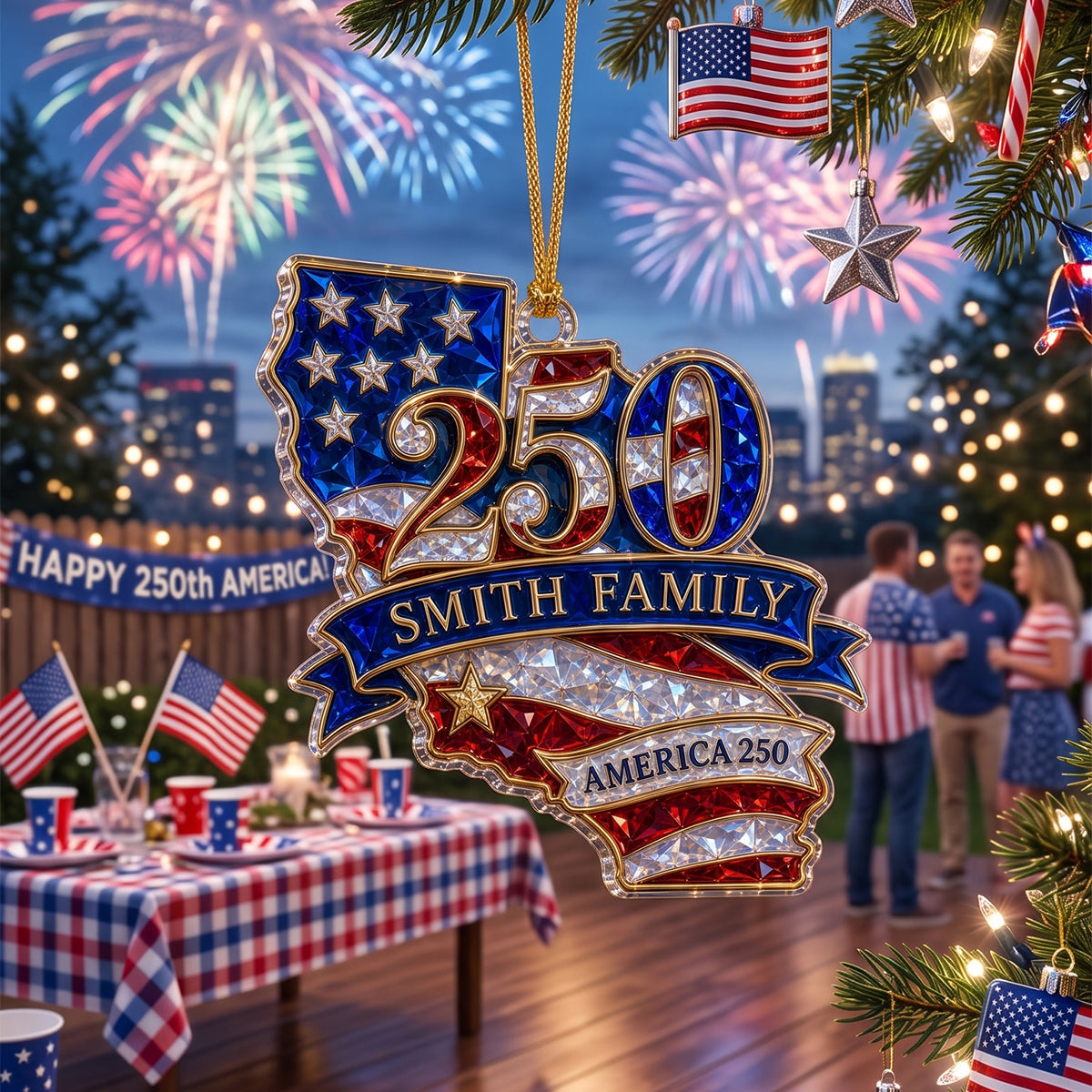 Personalized "The State Pride" Acrylic Hanging Ornament – Celebrating America 250th Anniversary | Luxury Patriotic Gift